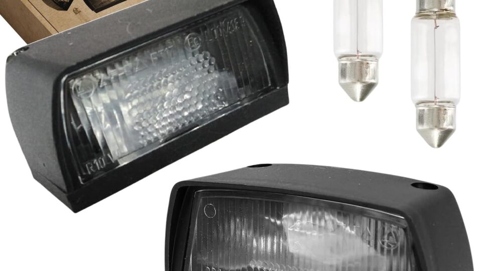 Lot 2 Feux Éclairage de Plaque d'immatriculation pour Remorque avec ampoules, Feu éclaireur de plaque minéralogique lampe 12V caravanes