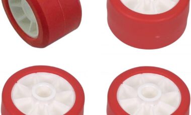Lot de Galets Rouge pour remorque Bateau diamètre 120mm, entraxe 22mm, Rouleau bi-matière Ultra résistant et Non tachant, Fabriqué en France